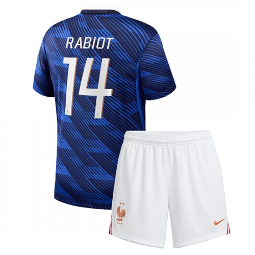 Stroje piłkarskie Francja Adrien Rabiot #14 Koszulka Podstawowej dla dzieci MŚ 2026 Krótki Rękaw (+ szorty)